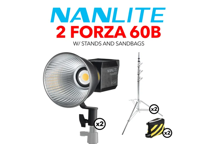 (2) Nanlite Forza 60B LED Monolights w/ stands and sandbags