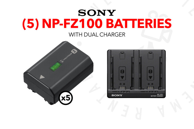 (5) Sony NP-FZ100 Batteries with dual charger
