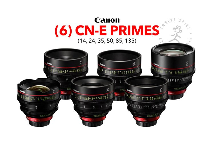 (6) Canon CN-E Cinema Prime Lens Set w/ circular IRND filter set