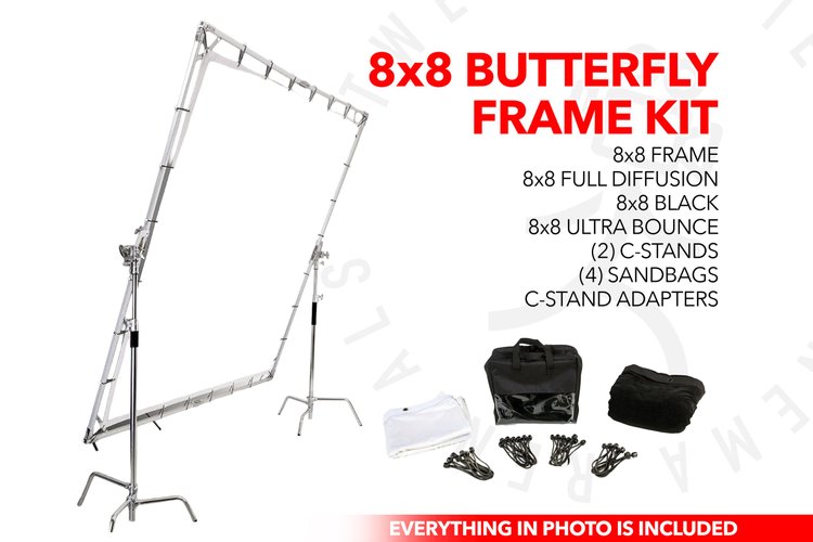 8x8 Butterfly Frame w/ screen, (2) c-stands, (4) sandbags