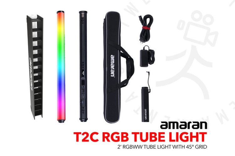 amaran T2C RGB LED Tube Light 2' with 45° grid