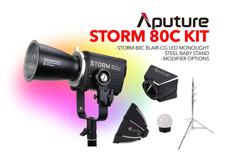 Aputure STORM 80c BLAIR LED Monolight Kit with stand and modifier options!