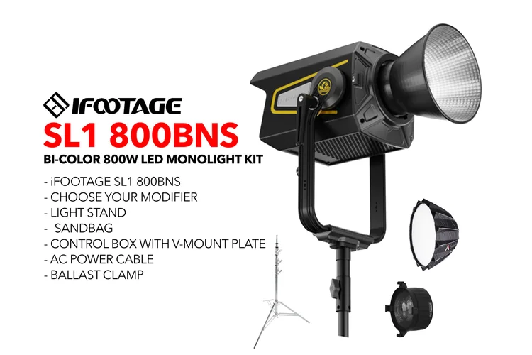 iFootage Anglerfish SL1 800BNS Bi-Color 800W LED Monolight with stand & modifier