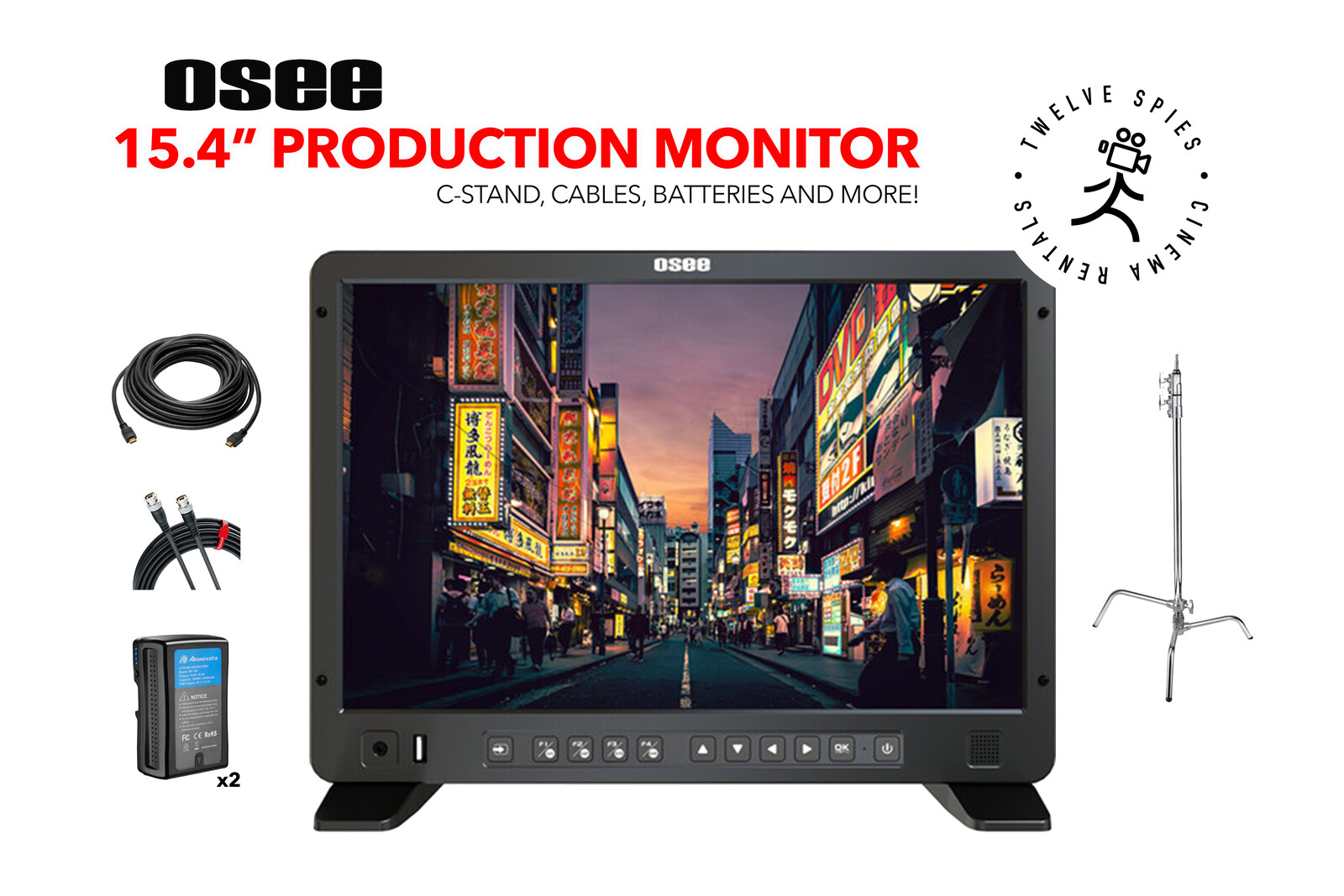 OSEE Megamon 15" HDR Production Monitor Kit with stand, HDMI/SDI cables & more