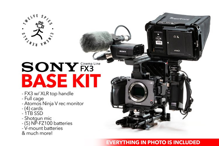 Sony FX3 Base Kit | Media, Batteries, Cage, Shotgun mic, Monitor & more