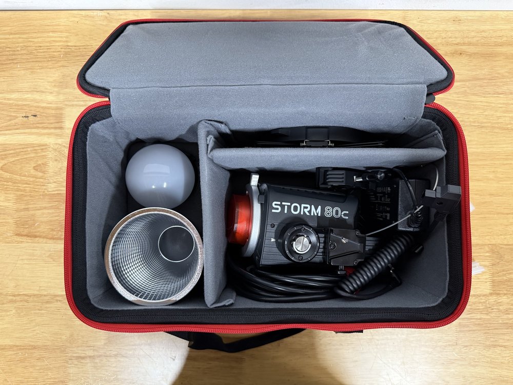Aputure 80c single light rental case contents