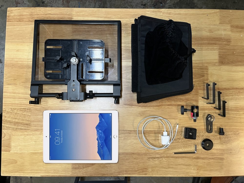 iPad teleprompter rental case contents 1 of 2